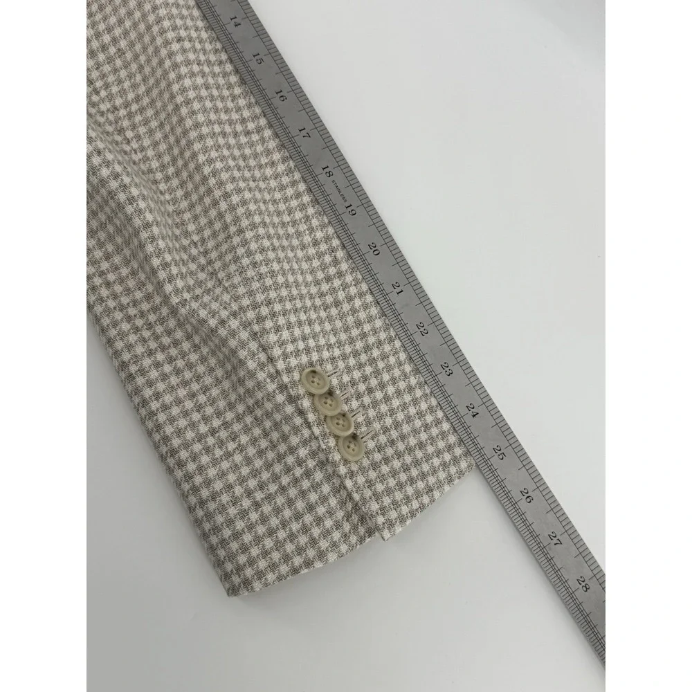 Suitsupply Houndstooth Havana Jetted Slim Blazer Linen Silk‎ Wool By Ferla Sz 48